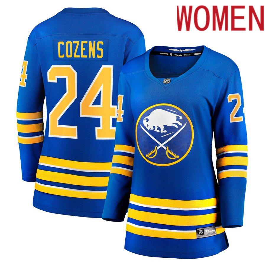 Women Buffalo Sabres 24 Dylan Cozens Fanatics Branded Royal Home Breakaway Player NHL Jersey